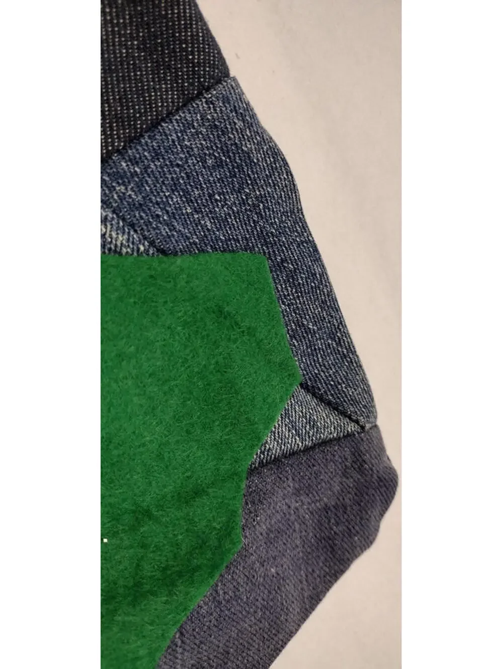 70s Christmas Denim Stocking LARGE SIZE Hippie Holiday RECYCLED JEANS
